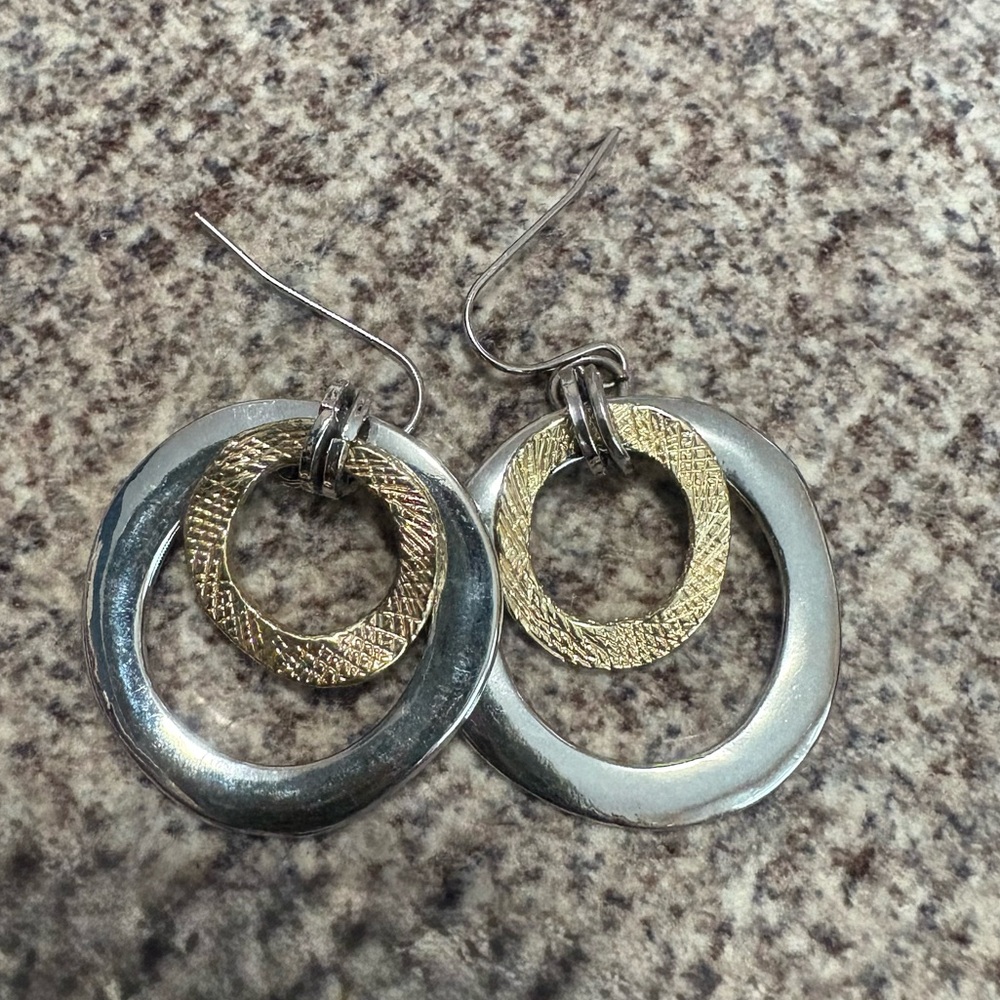 Vintage Premier Designs Silver and Gold Hoop Earrings